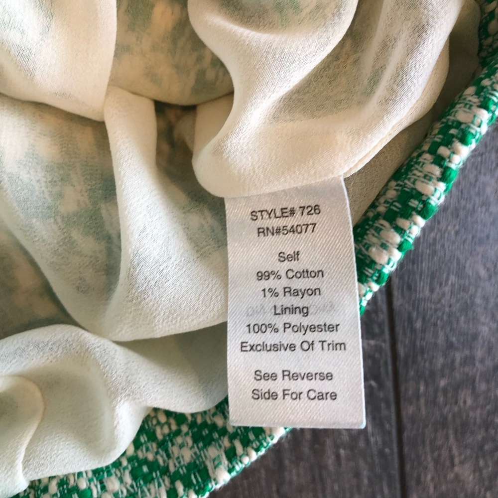 CAbi Green Tweed Zip-Up Jacket Size 8 - Picture 6 of 8